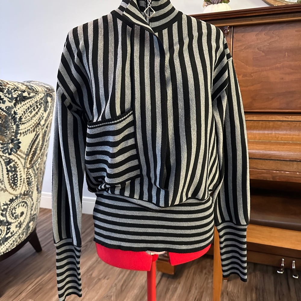 Striped Black and Gray Sweater